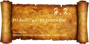 Hidvégi Krisztofer névjegykártya